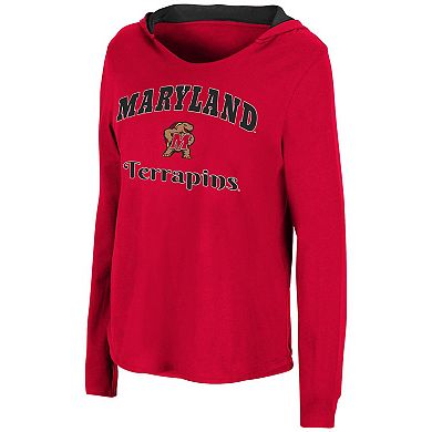 Women's Colosseum Red Maryland Terrapins Catalina Hoodie Long Sleeve T-Shirt