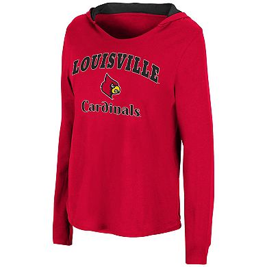 Women's Colosseum Red Louisville Cardinals Catalina Hoodie Long Sleeve T-Shirt