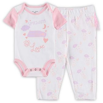 Girls Newborn & Infant White Seattle Seahawks Spreading Love Bodysuit and Tutu Leggings Set