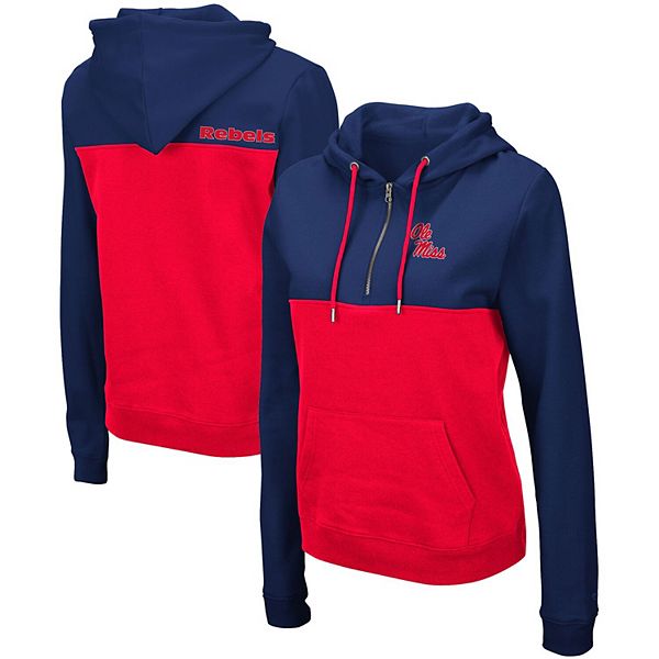 Women's Colosseum Navy/Red Ole Miss Rebels Aidan Lightweight Half-Zip ...