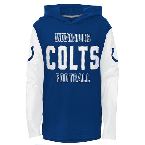 Youth Royal Indianapolis Colts Heritage Long Sleeve Hoodie T-Shirt