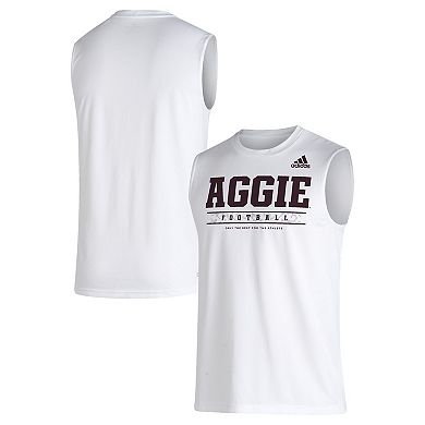 Men's adidas White Texas A&M Aggies Sideline Creator Football AEROREADY Tank Top