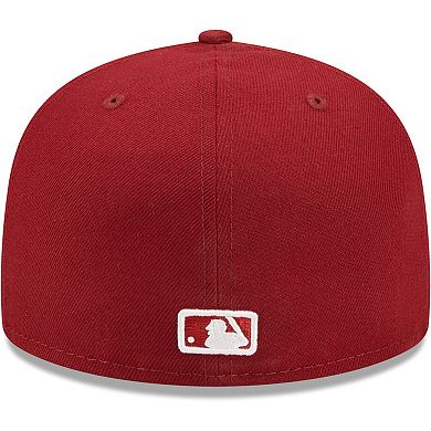 Men's New Era Cardinal Cleveland Guardians White Logo 59FIFTY Fitted Hat