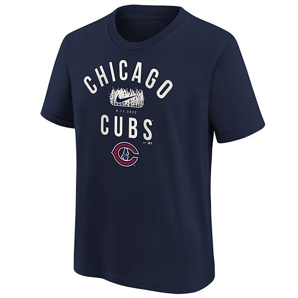 Youth Nike Navy Chicago Cubs 2022 Field of Dreams Lockup T-Shirt