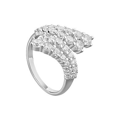PRIMROSE Sterling Silver Cubic Zirconia Graduated Bypass Ring