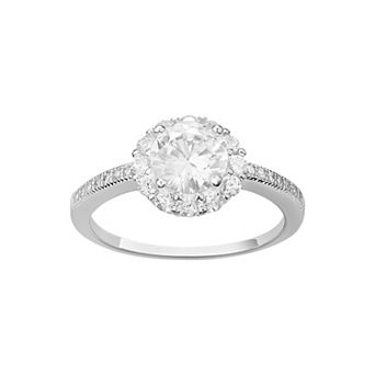 PRIMROSE Sterling Silver Cubic Zirconia Halo Ring