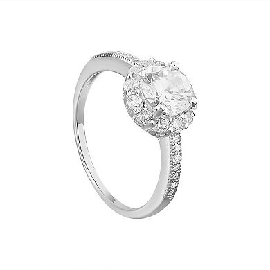 PRIMROSE Sterling Silver Cubic Zirconia Halo Ring