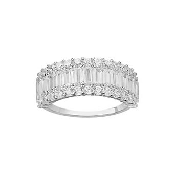 PRIMROSE Sterling Silver Cubic Zirconia Baguette Ring