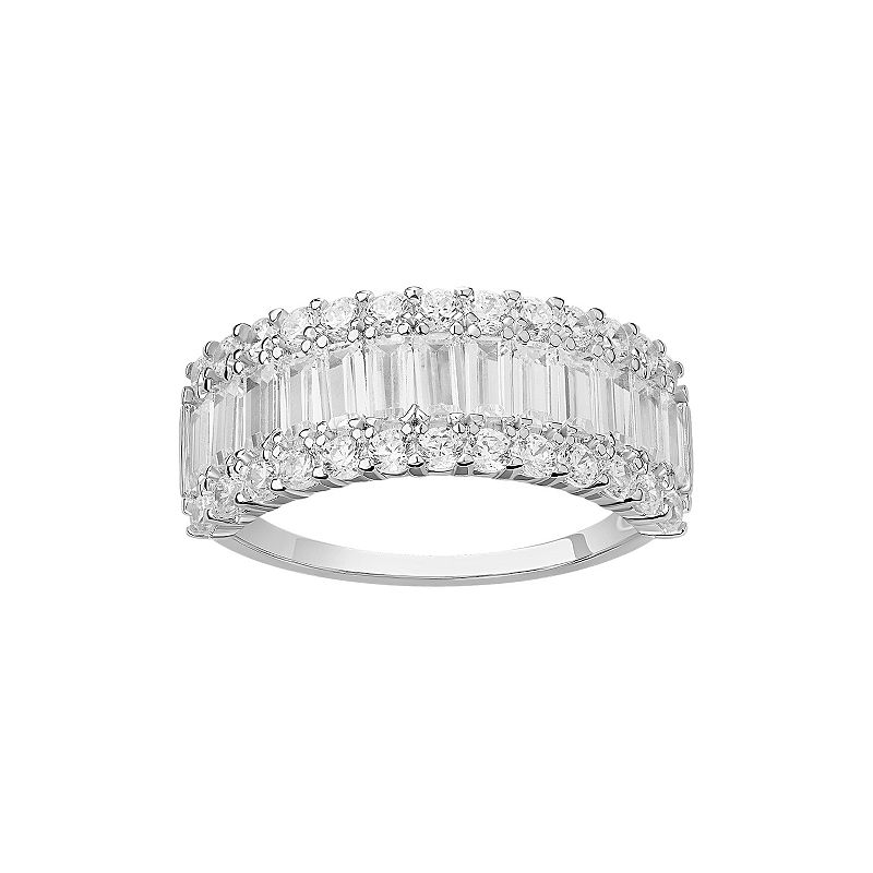 PRIMROSE Sterling Silver Cubic Zirconia Baguette Ring, Womens, Size: 9, Gr