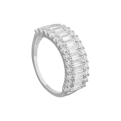 PRIMROSE Sterling Silver Cubic Zirconia Baguette Ring