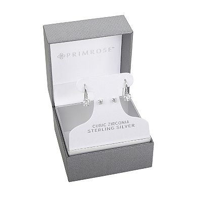PRIMROSE Sterling Silver Cubic Zirconia Stud & Drop Earrings Duo Set