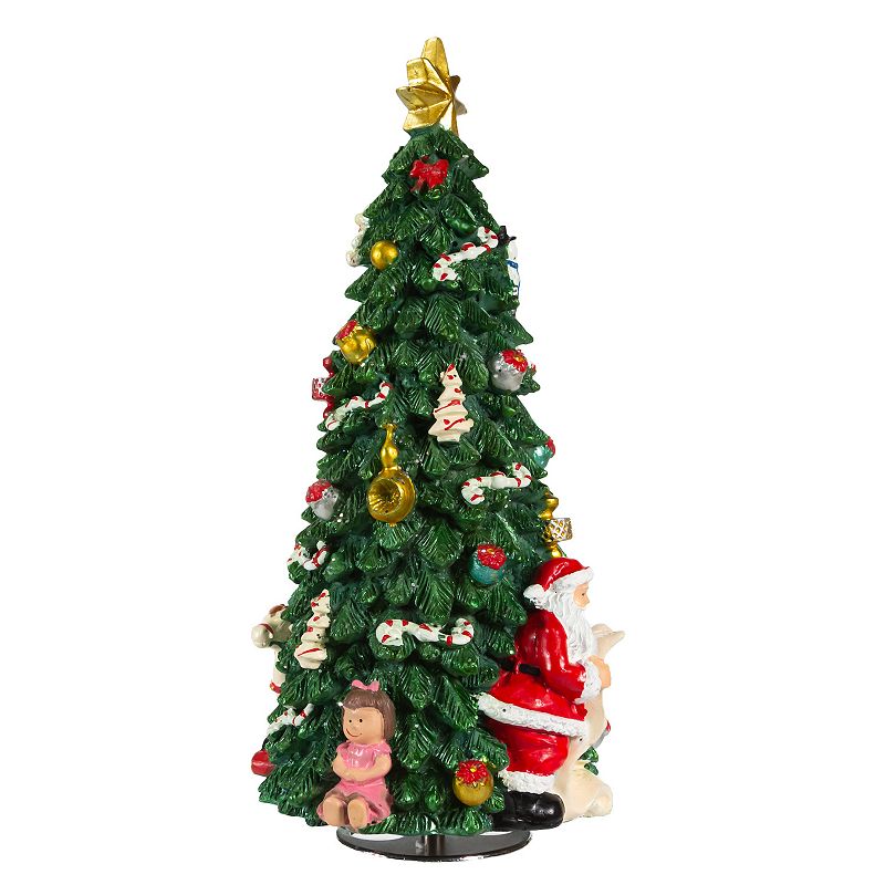 Kurt Adler Revolving Music Christmas Tree Table Decor, Multicolor