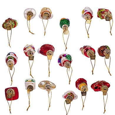 Kurt Adler Mini Christmas Shape Glass Ornaments 18-piece Set