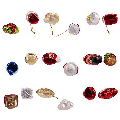 Kurt Adler Mini Christmas Shape Glass Ornaments 18-piece Set