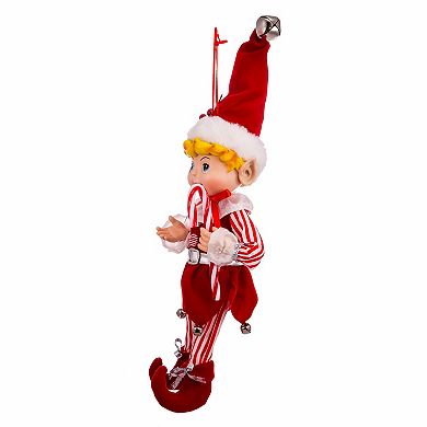 Kurt Adler Peppermint Elf & Candy Cane Christmas Ornament