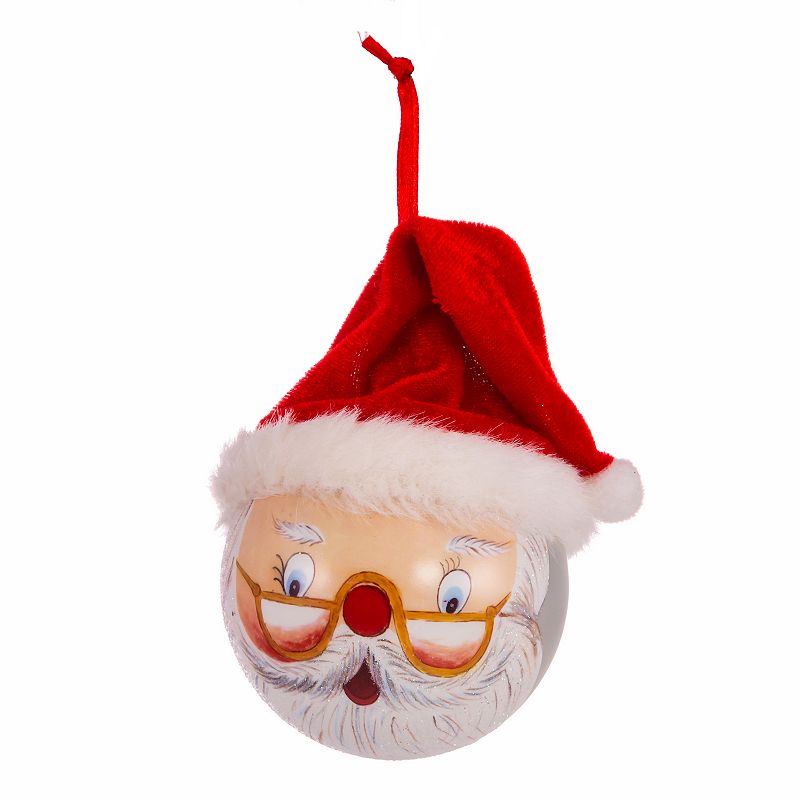 18159202 Kurt Adler Painted Santa Face Ball Christmas Ornam sku 18159202