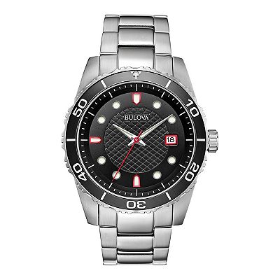 Bulova Men s Black Dial Stainless Steel Watch 98A195
