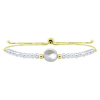 Aleure Precioso Sterling Silver Freshwater Cultured Pearl Adjustable Bracelet