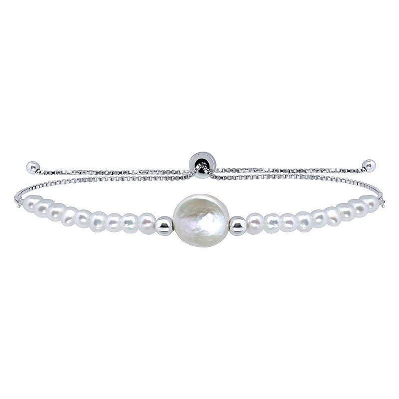 Aleure Precioso Sterling Silver Freshwater Cultured Pearl Adjustable Brace