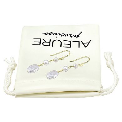 Aleure Precioso Sterling Silver Freshwater Cultured Pearl Trio Drop Earrings