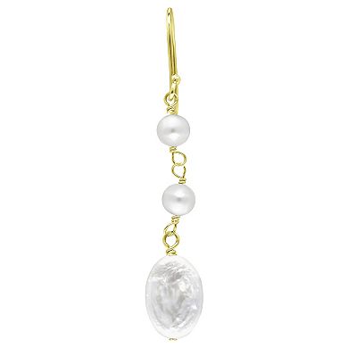 Aleure Precioso Sterling Silver Freshwater Cultured Pearl Trio Drop Earrings