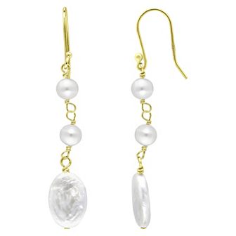 Aleure Precioso Sterling Silver Freshwater Cultured Pearl Trio Drop Earrings