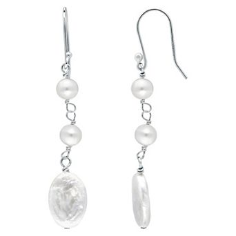 Aleure Precioso Sterling Silver Freshwater Cultured Pearl Trio Drop Earrings