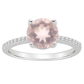Alyson Layne Sterling Silver 8 mm Round Gemstone & 1/10 Carat T.W. Diamond Ring