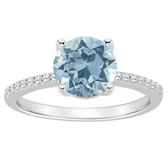 Alyson Layne Sterling Silver 8 mm Round Gemstone & 1/10 Carat T.W. Diamond Ring