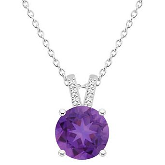 Alyson Layne Sterling Silver 8 mm Round Gemstone & Diamond Accent Pendant Necklace