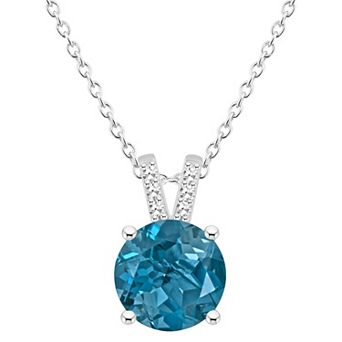 Alyson Layne Sterling Silver 8 mm Round Gemstone & Diamond Accent Pendant Necklace
