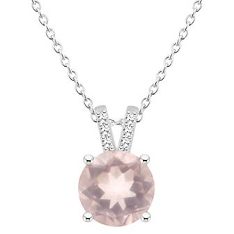 Alyson Layne Sterling Silver 8 mm Round Gemstone & Diamond Accent Pendant Necklace