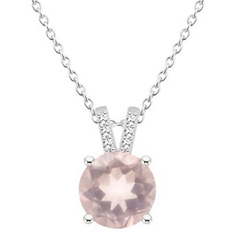 Alyson Layne Sterling Silver 8 mm Round Gemstone & Diamond Accent Pendant Necklace