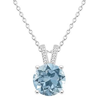 Alyson Layne Sterling Silver 8 mm Round Gemstone & Diamond Accent Pendant Necklace