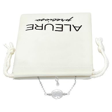 Aleure Precioso Sterling Silver Freshwater Cultured Pearl Medallion Necklace