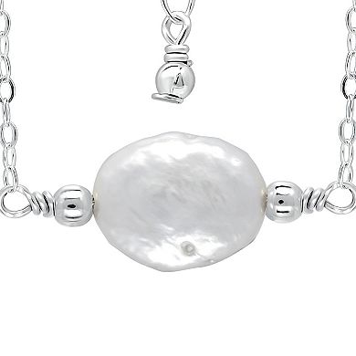 Aleure Precioso Sterling Silver Freshwater Cultured Pearl Medallion Necklace