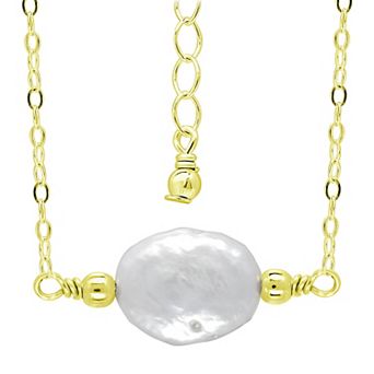 Aleure Precioso Sterling Silver Freshwater Cultured Pearl Medallion Necklace
