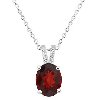 Alyson Layne Sterling Silver 10 mm x 8 mm Oval Gemstone & Diamond Accent Pendant Necklace