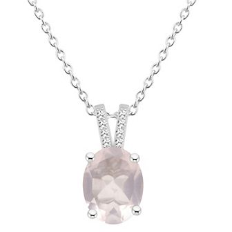 Alyson Layne Sterling Silver 10 mm x 8 mm Oval Gemstone & Diamond Accent Pendant Necklace