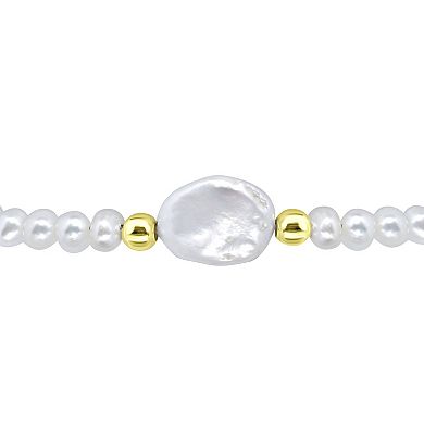 Aleure Precioso Sterling Silver Freshwater Cultured Pearl Beaded Adjustable Bracelet