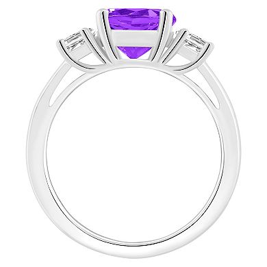 Alyson Layne Sterling Silver 8 mm Round Gemstone & White Topaz Three-Stone Ring