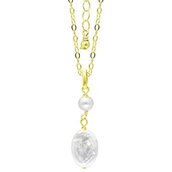 Aleure Precioso 18k Gold Over Silver Freshwater Cultured Pearl Pendant Necklace