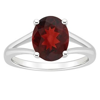 Alyson Layne Sterling Silver 10 mm x 8 mm Oval Gemstone Split Shank Solitaire Ring