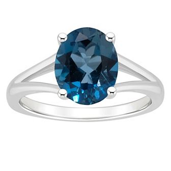 Alyson Layne Sterling Silver 10 mm x 8 mm Oval Gemstone Split Shank Solitaire Ring