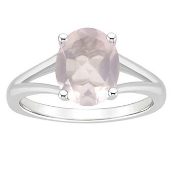 Alyson Layne Sterling Silver 10 mm x 8 mm Oval Gemstone Split Shank Solitaire Ring