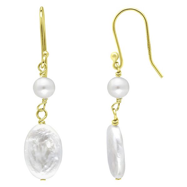 Aleure Precioso 18k Gold Over Silver Double Cultured Freshwater Pearl ...