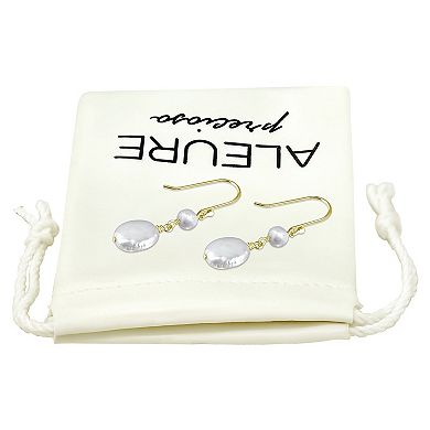 Aleure Precioso 18k Gold Over Silver Double Cultured Freshwater Pearl Drop Earrings