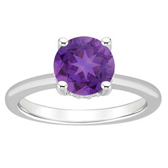 Alyson Layne Sterling Silver 8 mm Round Gemstone & Diamond Accent Ring