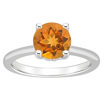 Alyson Layne Sterling Silver 8 mm Round Gemstone & Diamond Accent Ring