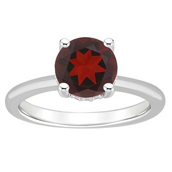 Alyson Layne Sterling Silver 8 mm Round Gemstone & Diamond Accent Ring